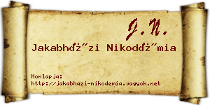 Jakabházi Nikodémia névjegykártya